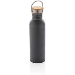 Moderní nerezová lahev s bambusovým uzávěrem