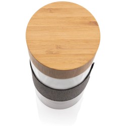 Dvoustěnná skleněná láhev s bambusovým uzávěrem Impact