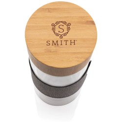 Dvoustěnná skleněná láhev s bambusovým uzávěrem Impact