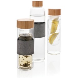 Dvoustěnná skleněná láhev s bambusovým uzávěrem Impact