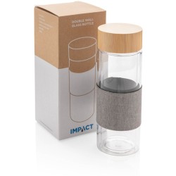 Dvoustěnná skleněná láhev s bambusovým uzávěrem Impact