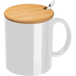 Keramický hrnek se lžičkou a bambusovým víčkem