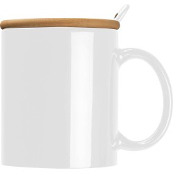 Keramický hrnek se lžičkou a bambusovým víčkem