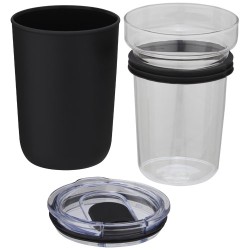 Skleněný kelímek o objemu 420 ml s vnější stěnou z recyklovaného plastu Bello