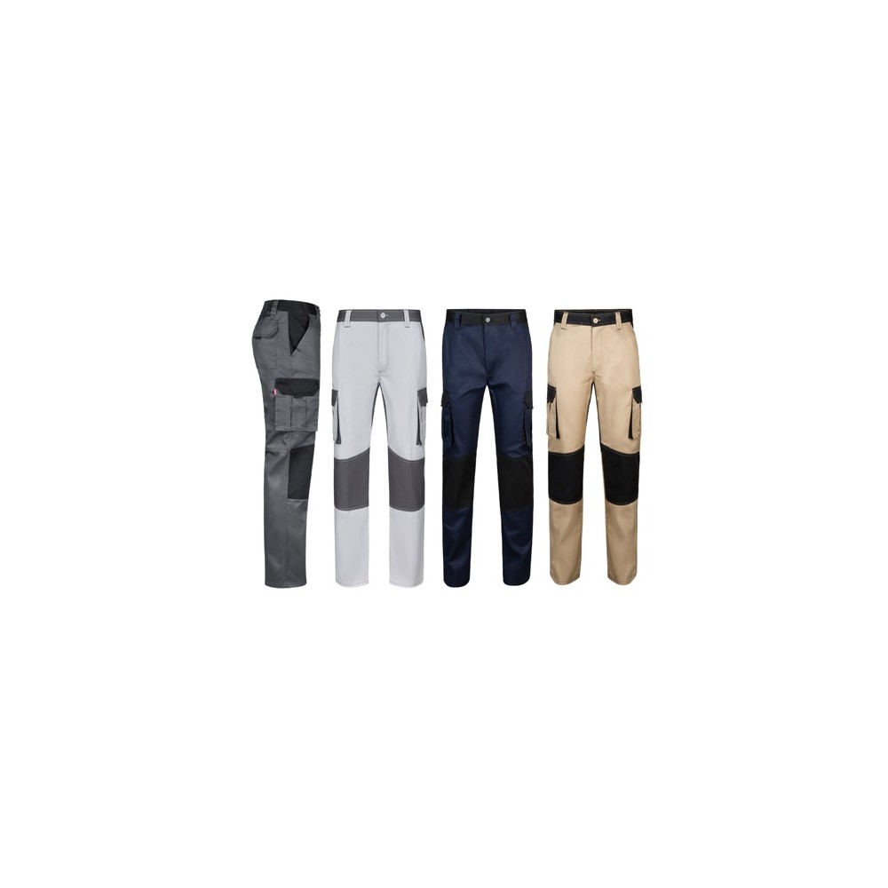 VL NJORD. Dvoubarevné keprové kalhoty s mnoha kapsami (240 g/m²), z bavlny (35 %) a polyesteru (65 %)