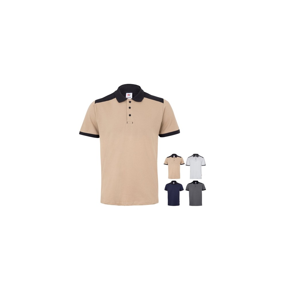 VL VELES. Dvoubarevná strečová piké polokošile (200 g/m²) s krátkým rukávem z polyesteru (96 %) a elastanu (4 %)