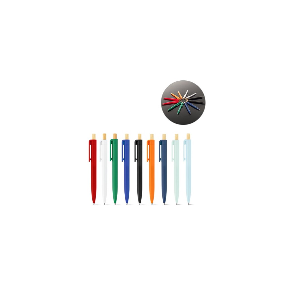 ZARA. Recyklované ABS (100% rABS) kuličkové pero s bambusovým tlačítkem