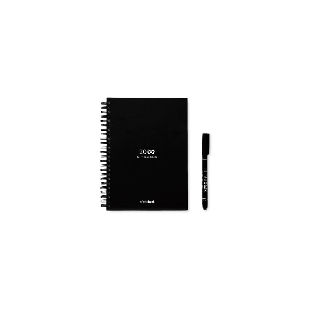 STARTER KIT INFINITE PLANNER A5. Sada obsahuje "nekonečný deník", čistící sadu, fix a držák na popisovače
