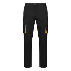 VL FIDES. Dvoubarevné strečové kalhoty s mnoha kapsami (240 g/m²), z bavlny (46 %), EME (38 %) a polyesteru (16 %)