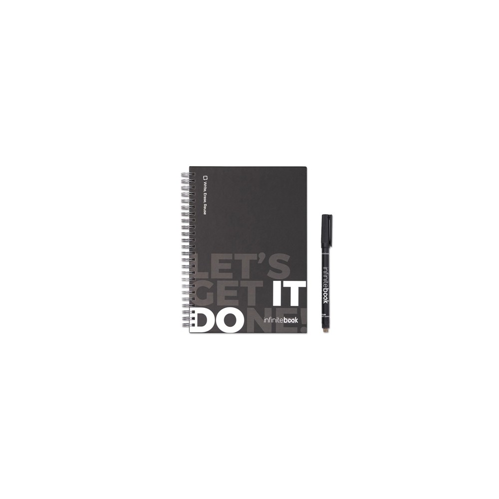 STARTER KIT INFINITEBOOK. Sada obsahující „Infinitebook“ s pevnou vazbou, 1 čisticí sadu, 1 záložku a 1 držák na kuličkové pero