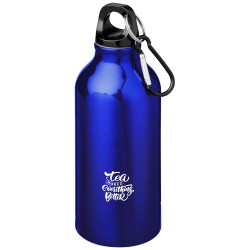 Hliníková láhev na vodu Oregon z recyklovaného hliníku s certifikací RCS a karabinou, 400 ml