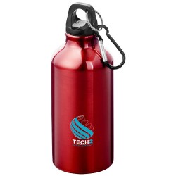 Hliníková láhev na vodu Oregon z recyklovaného hliníku s certifikací RCS a karabinou, 400 ml