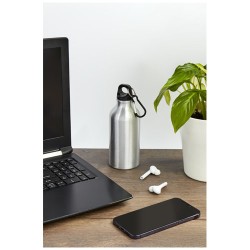 Hliníková láhev na vodu Oregon z recyklovaného hliníku s certifikací RCS a karabinou, 400 ml