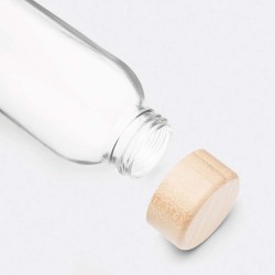 Skleněná láhev DEEPLY: šroubovatelné bambusové víčko, kapacita cca. 500 ml