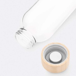 Skleněná láhev DEEPLY: šroubovatelné bambusové víčko, kapacita cca. 500 ml