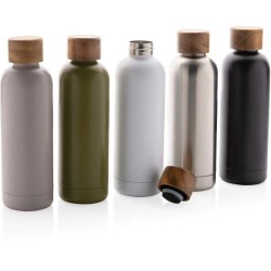 Termo lahev Wood z RCS recyklované nerezové oceli