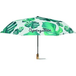 Skládací deštník s dřevěnou rukojetí a celoplošným tiskem