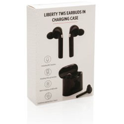 Skutečně bezdrátová sluchátka Liberty v nabíjecí krabičce