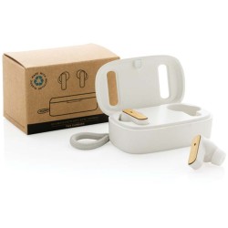 TWS sluchátka z RCS recykl. plastu a FSC bambusu