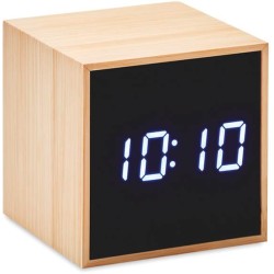 Mara clock Budík s LED v krytu z bambusu