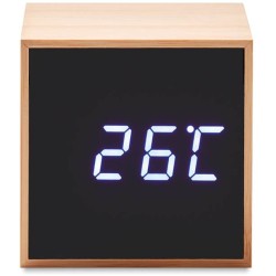 Mara clock Budík s LED v krytu z bambusu