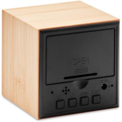 Mara clock Budík s LED v krytu z bambusu