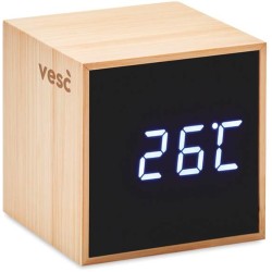 Mara clock Budík s LED v krytu z bambusu