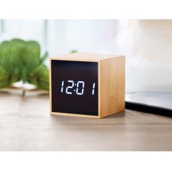 Mara clock Budík s LED v krytu z bambusu
