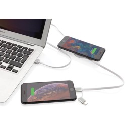 Kabel 3 v 1 s bambusovou bezdrátovou nabíječkou 5W