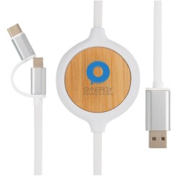 Kabel 3 v 1 s bambusovou bezdrátovou nabíječkou 5W
