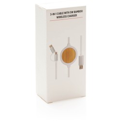 Kabel 3 v 1 s bambusovou bezdrátovou nabíječkou 5W
