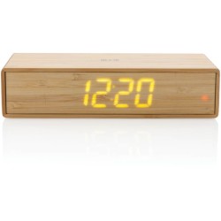 Bambusové digitální hodiny s bezdrátovou nabíječkou 5W