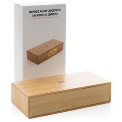 Bambusové digitální hodiny s bezdrátovou nabíječkou 5W