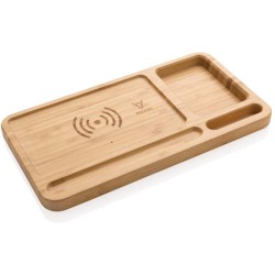 Stolní organizér z FSC bambusu s bezdrátovou nabíječkou 10W