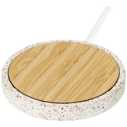 10W bezdrátová nabíjecí bambusová podložka Terrazzo