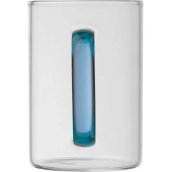 Skleněný hrnek s barevným uchem