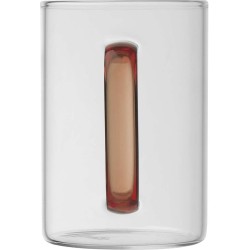 Skleněný hrnek s barevným uchem