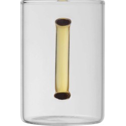 Skleněný hrnek s barevným uchem