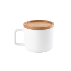 FANGIO. 250ml keramický hrnek s víčkem a podšálkem z bambusu