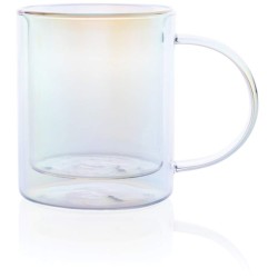 Dvoustěnný galvanicky pokovený skleněný hrnek