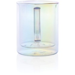 Dvoustěnný galvanicky pokovený skleněný hrnek