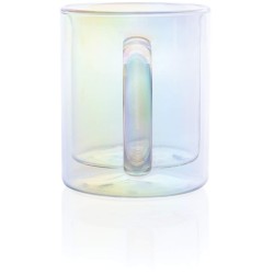 Dvoustěnný galvanicky pokovený skleněný hrnek