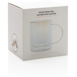 Dvoustěnný galvanicky pokovený skleněný hrnek