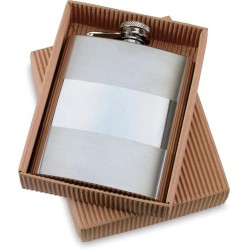 Kovová butylka s vodorovným pruhem v krabičce