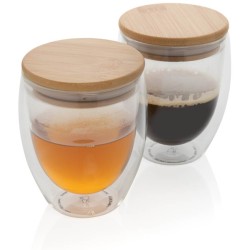 Sklenice s bambusovým víčkem 2ks 250ml