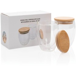 Sklenice s bambusovým víčkem 2ks 250ml