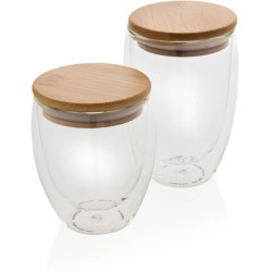 Sklenice s bambusovým víčkem 2ks 350ml