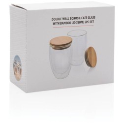 Sklenice s bambusovým víčkem 2ks 350ml