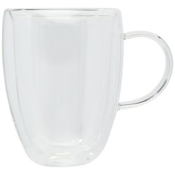 Skleněný dvoustěnný hrnek 350 ml s bambusovým podšálkem Manti