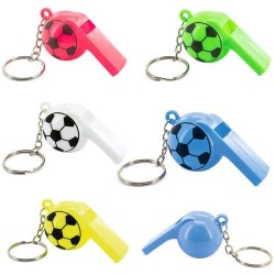 Sada různobarevných klíčenek-píšťalek